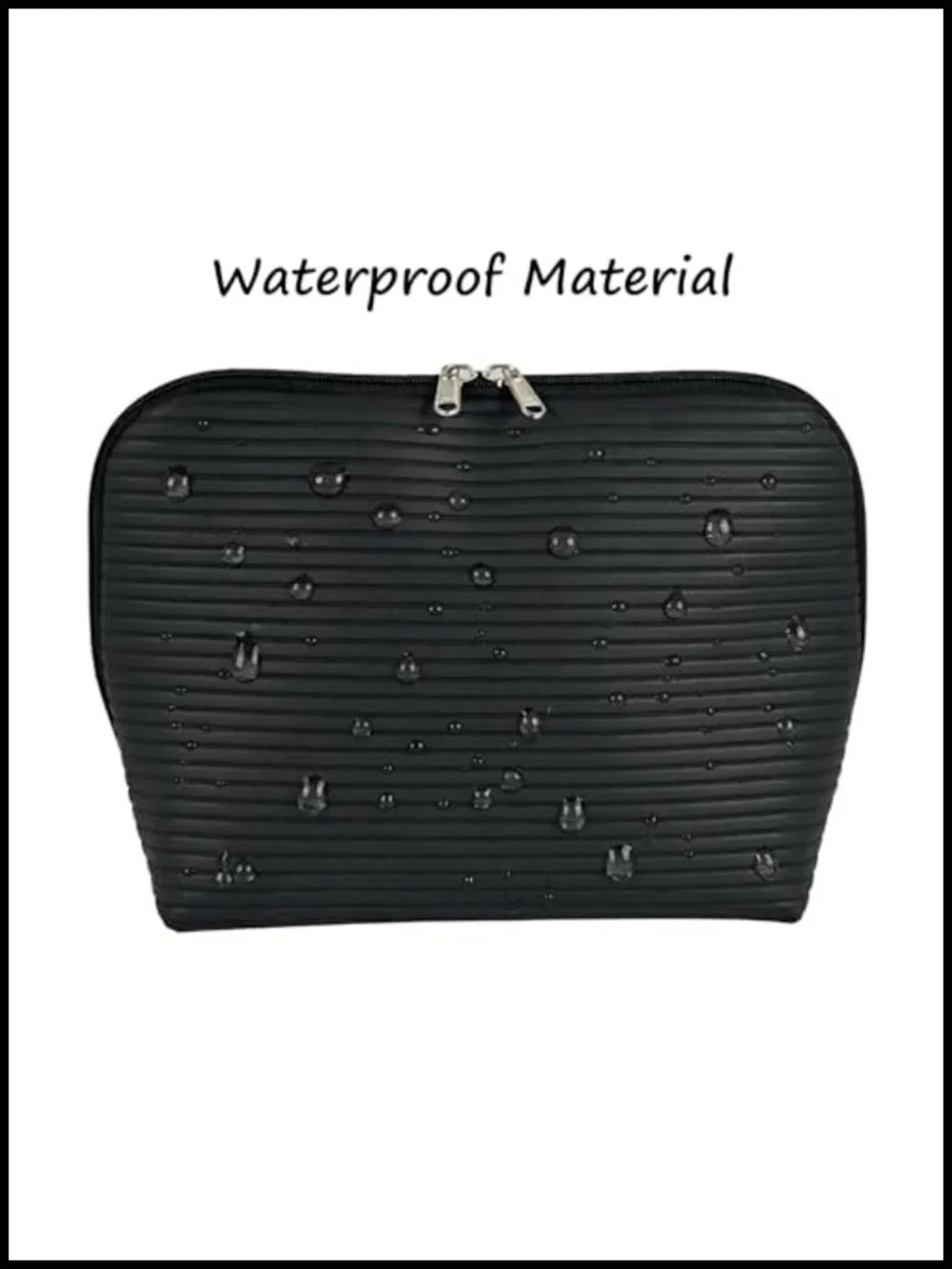 Large Waterproof Travel Makeup Bag with Brush Holders, Fold-Down Organizer